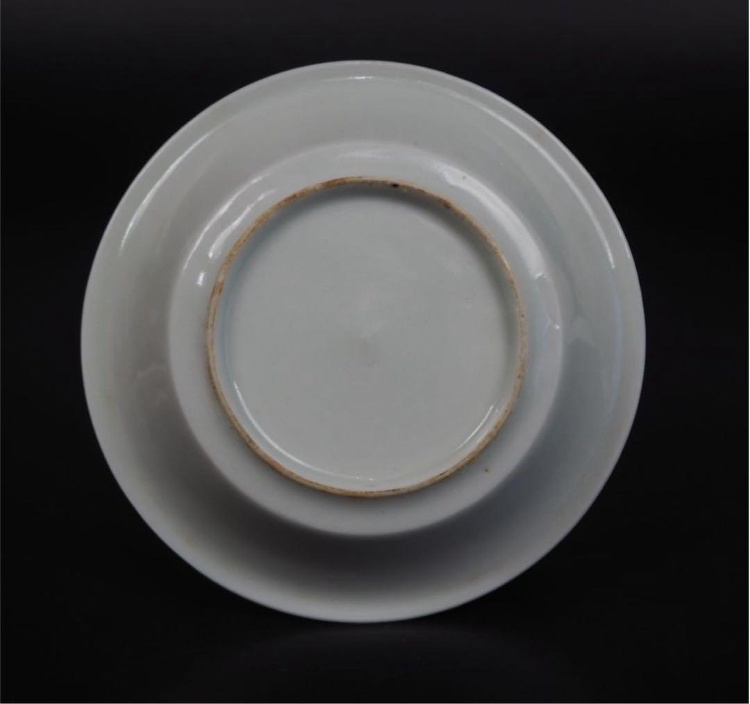 送料無料 清時代　南京白磁陰刻双喜小皿5枚　中国古玩