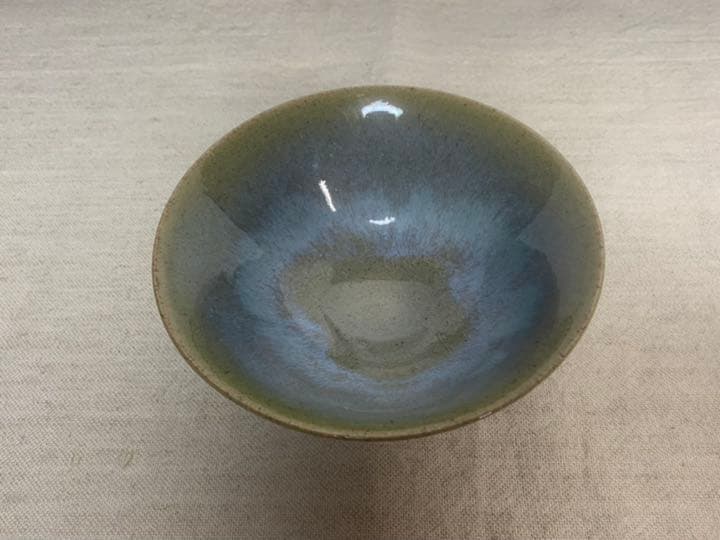 抹茶碗 平茶碗 青釉 貫入あり 茶道具