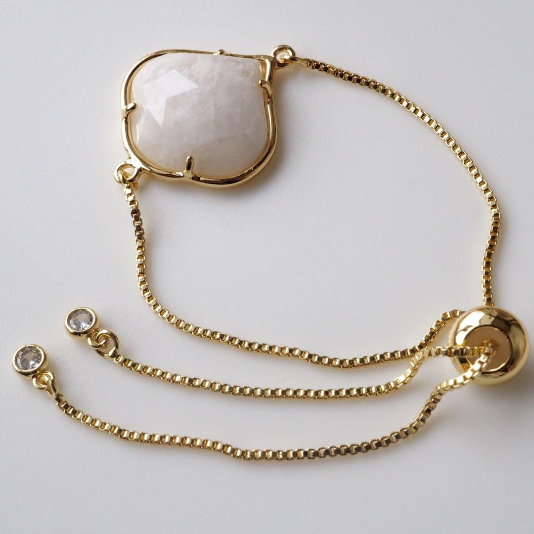 【TOMO】宝石質ローズクォーツのスライダーチェーンブレスレット