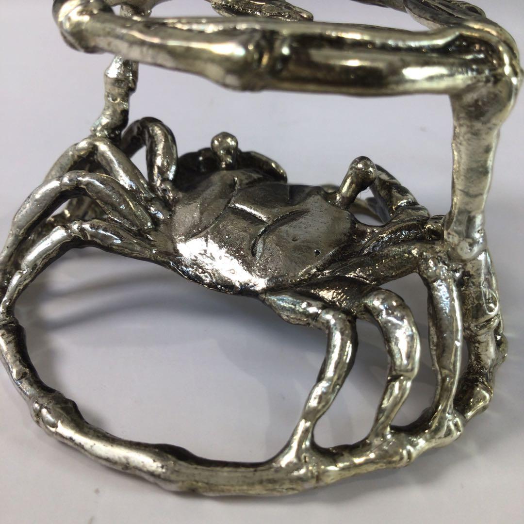 Ｒ９２６　蓋置　『唐銅』『藤井宗喜造』『笹蟹蓋置』　共箱　茶道具