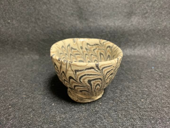 二代双鶴 煉込 ぐい呑 伝統模様鶉手 練り込み