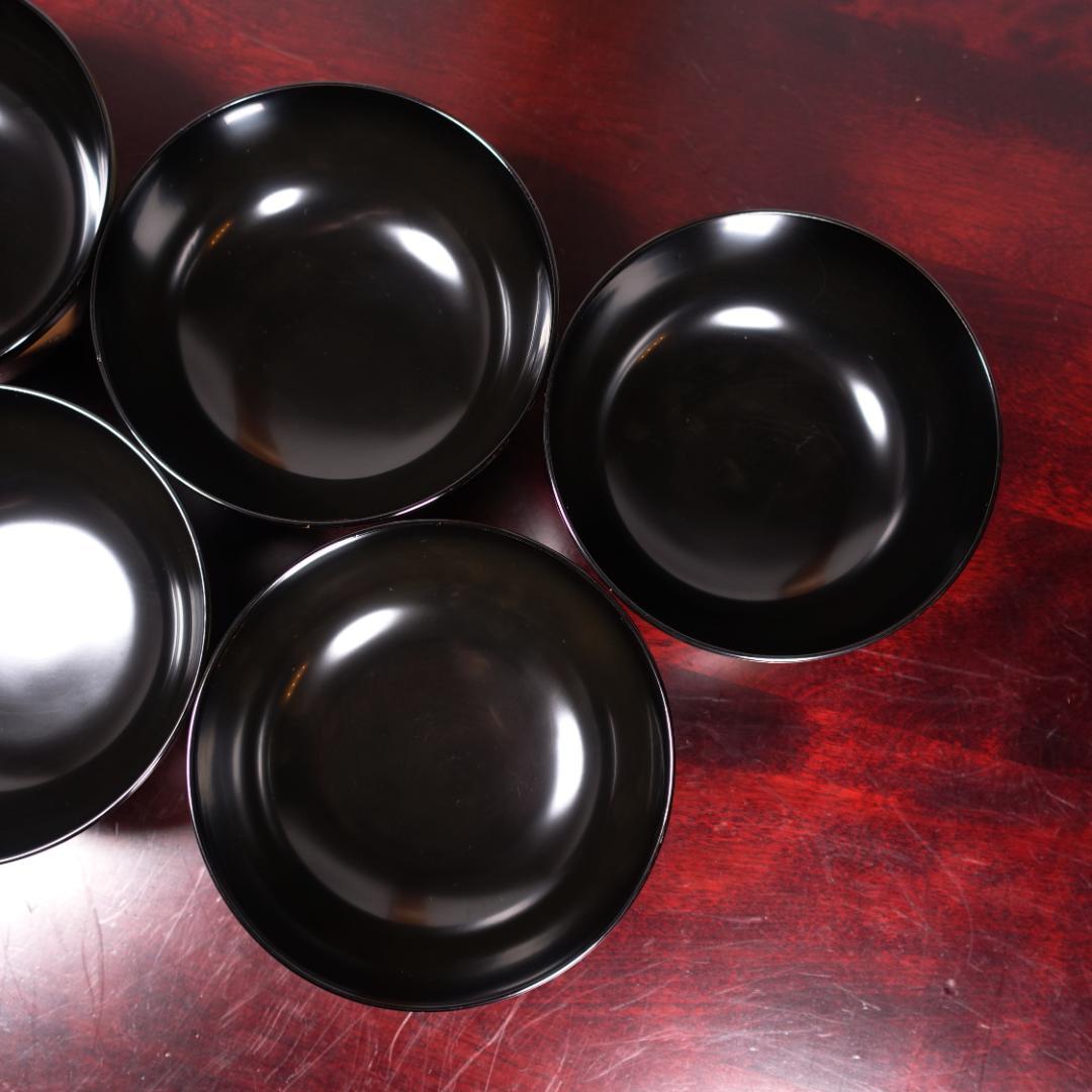 輪島塗 黒塗 扇蒔絵 煮物椀 5客 共箱 天然木製漆器