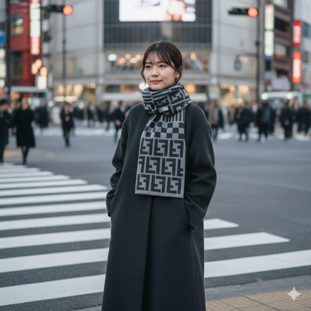 美品】FENDIグレーのストライプとロゴのズッカ柄マフラー - メルカリ