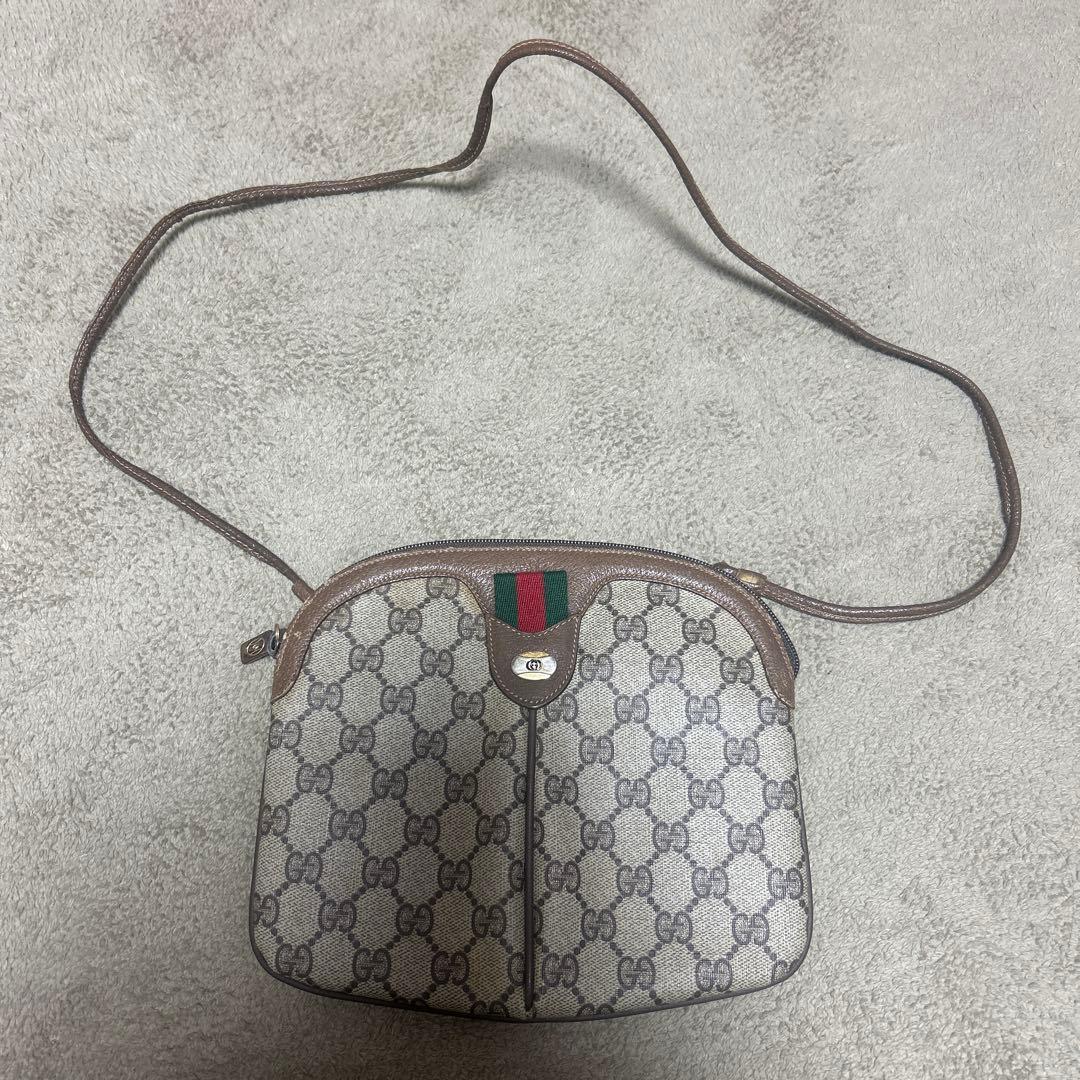 GUCCI オールドグッチ シェリーライン GG柄　レザーショルダーバッグ
