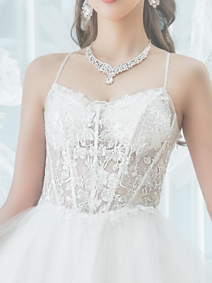 Sugar【Lip line】 スパンコール刺繍ロングドレス　ホワイト/Sサイズ