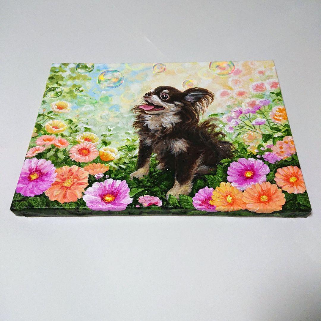 【チワワ】アクリル画 F4 風景画 絵画