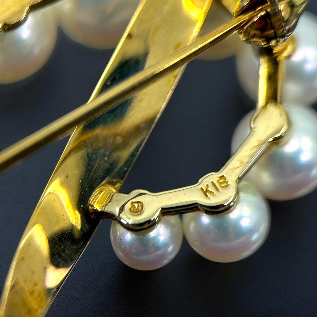 極上】ミキモトK18 アコヤ本真珠パールブローチコサージュ