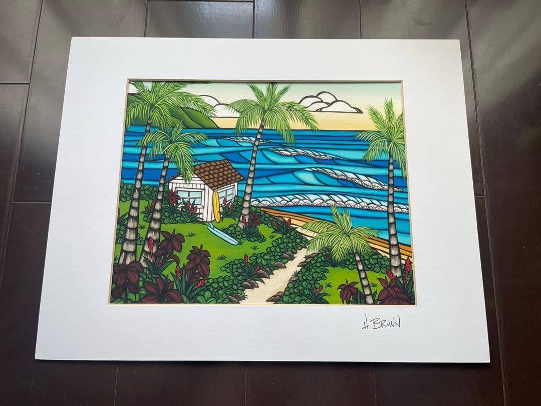 【専用】ハワイ　直筆あり　ヘザーブラウン　ビーチ風景 絵画 ALOHA額付き 楽天市場】【SALE】【額付き&ｸｰﾎﾟﾝ5%OFF】ヘザーブラウン／HEATHER