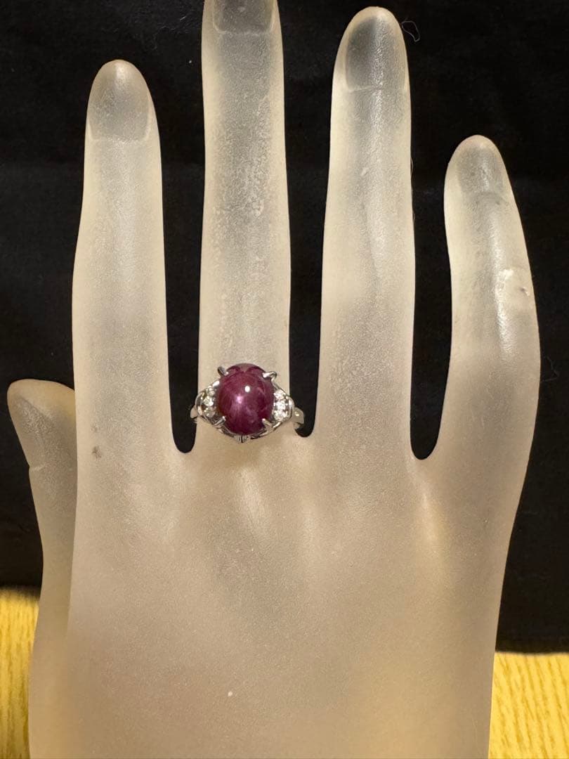 新春限定❗️レトロPt900 バイオレットスターサファイアとダイヤリング