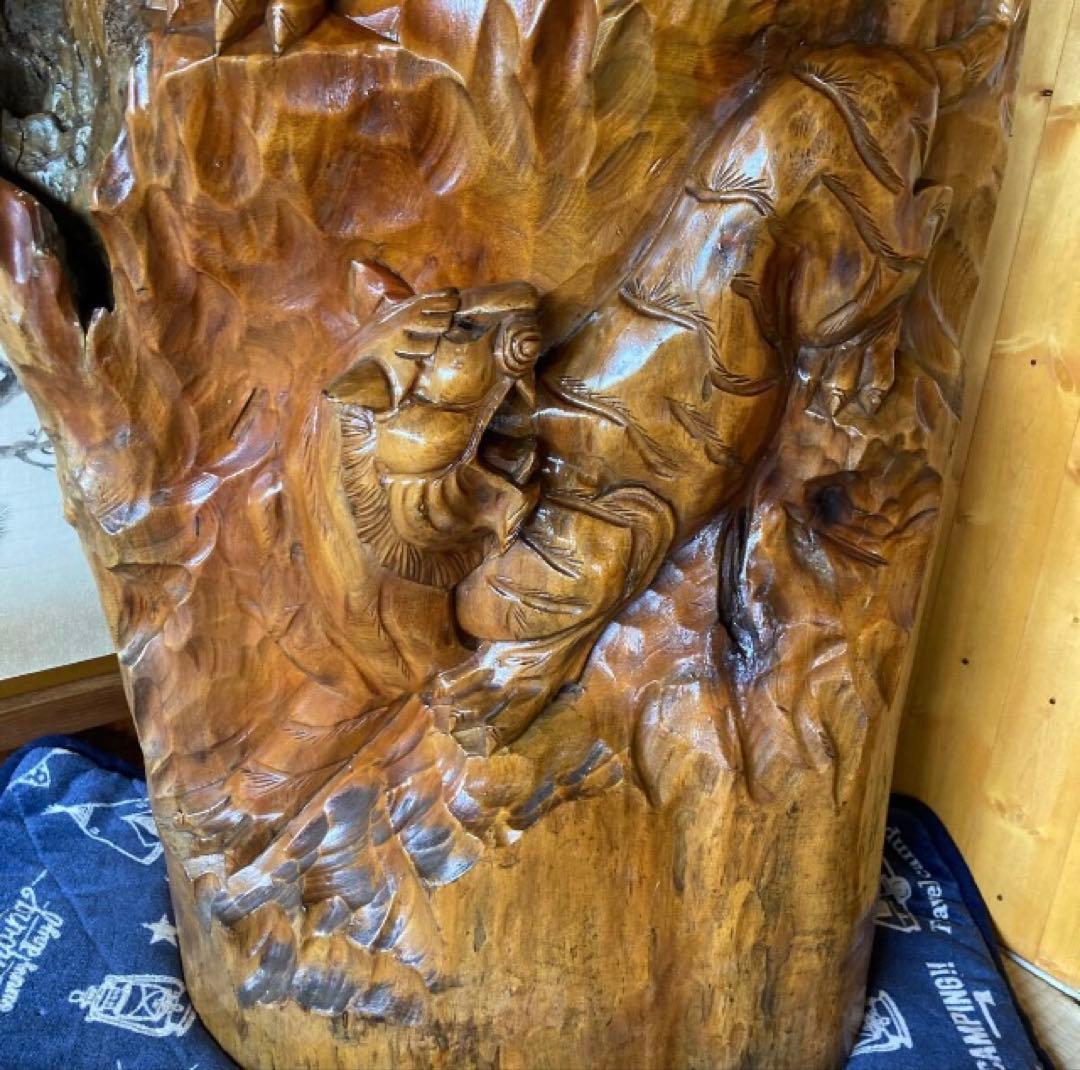 超特大木彫りの衛立 虎の置物 欅 虎の置物 木彫り