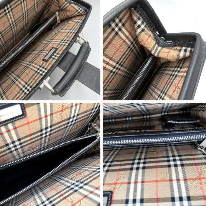バーバリー BURBERRY ビジネスバッグ レザー 内側チェック ブラック 黒