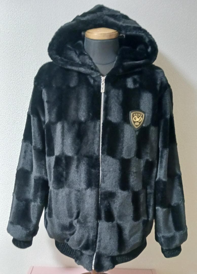 イタリア製 ミンク ＆ カシミヤ混 パカーフード付き 毛皮 防寒 日本サイズLL