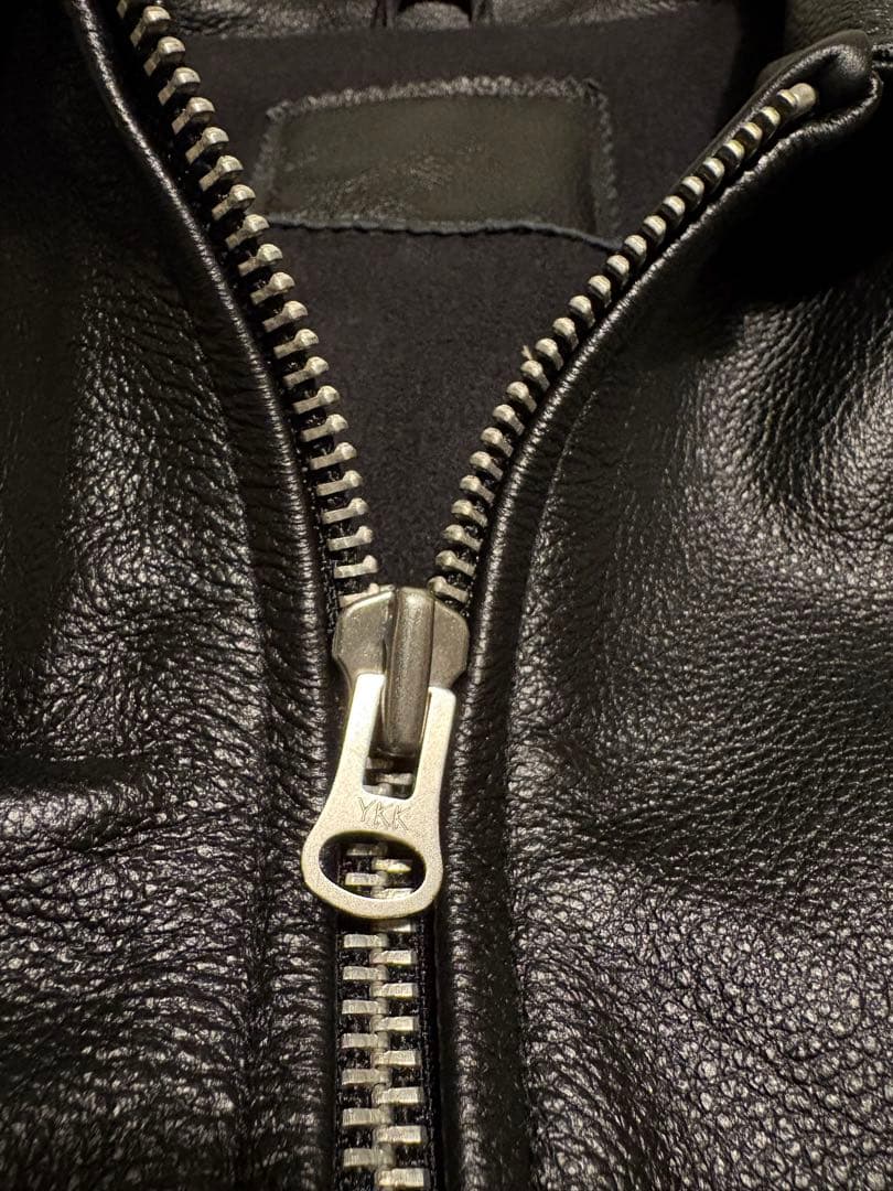 襟付き シングルライダース 美品 XL シープスキン 裏フリース ロンジャン