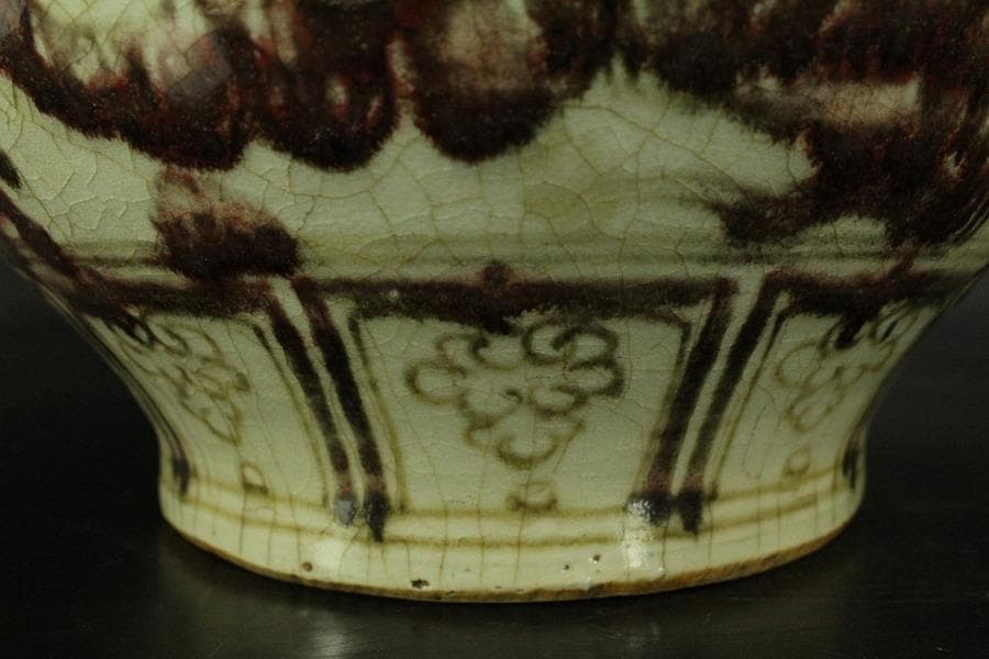 中国美術 釉裏紅 龍紋 瓢形 瓶 高43cm(LC597)