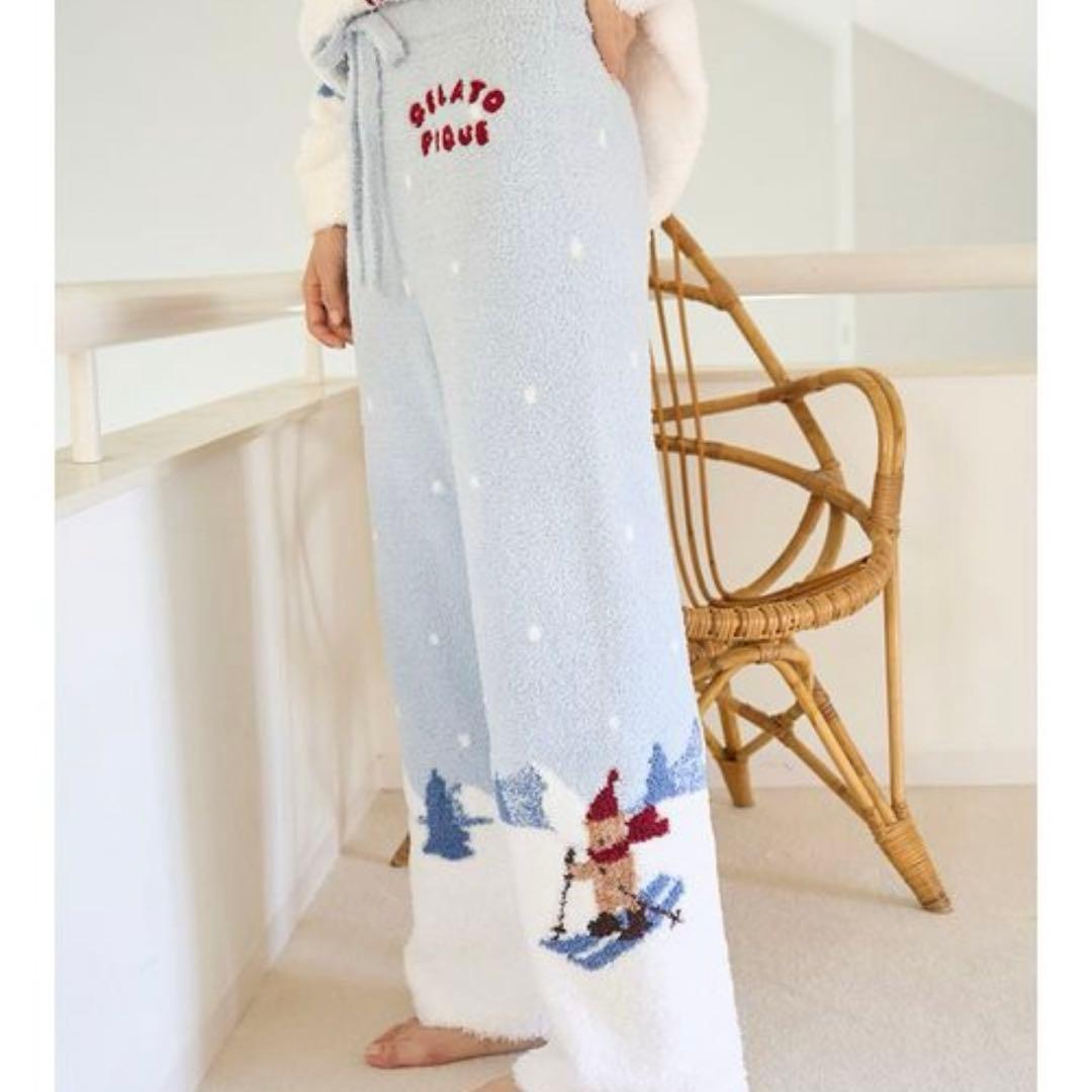 【新品タグ付】ジェラートピケ【HOLIDAY】スキーベアジャガードロングパンツ