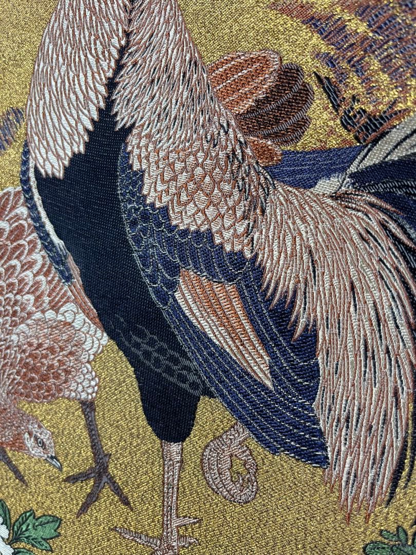 掛軸 狩野山楽「 四季花鳥図、紋織掛軸 」1000 美術品・アンティーク