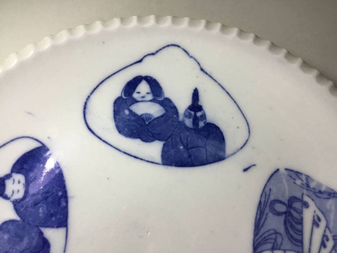 図変わり印判皿●イゲ皿●古伊万里 雛人形 蛤 貝合わせ 六歌仙