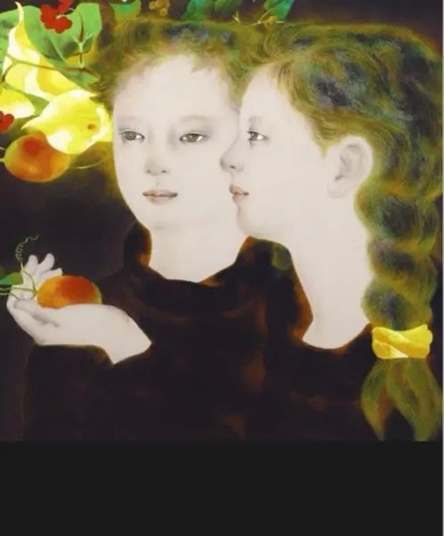 真作】山下保子「からすうり」保証書付き 女流人気画家 日展会員