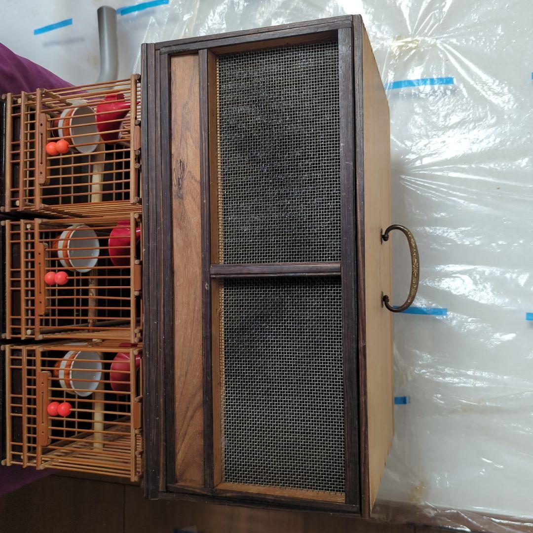 鳥籠 3セット。3羽用寝桶