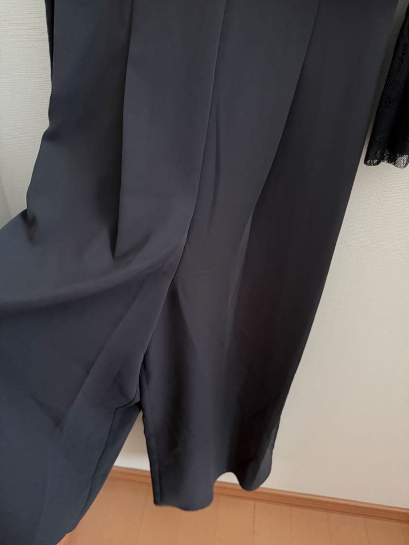 ヤマダヤ　リルフェテ　レース使いパンツドレス　オールインワン　チャコールグレー