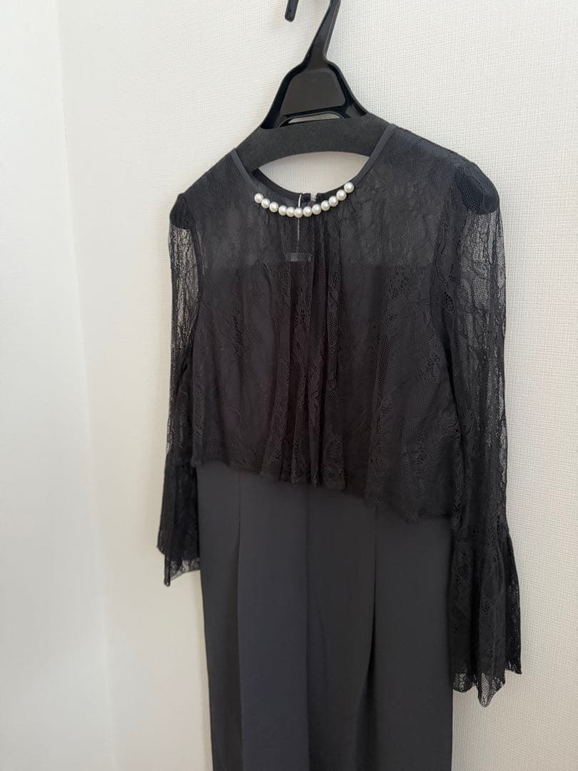 ヤマダヤ　リルフェテ　レース使いパンツドレス　オールインワン　チャコールグレー