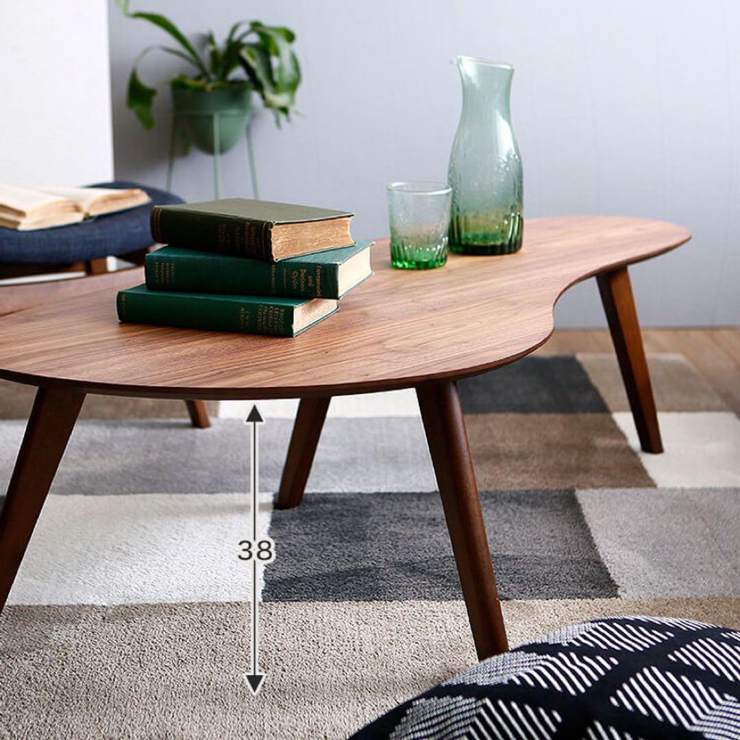 オーガニック形状 ダークブラウン木製テーブル