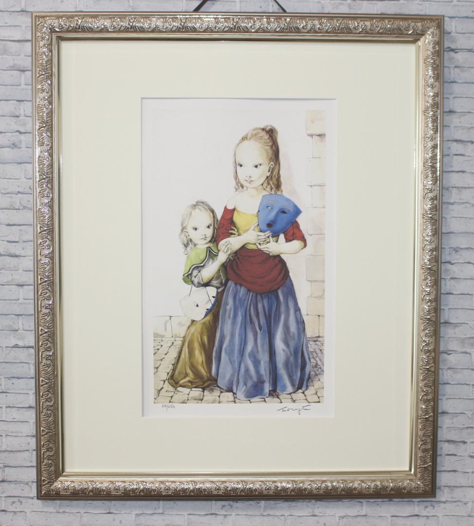 藤田嗣治 エスタンプリトグラフ「仮面を持つ少女」 250部限定