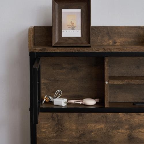 S ベッド コンセント 宮付き 収納  ヴィンテージ風 アイアンベッド