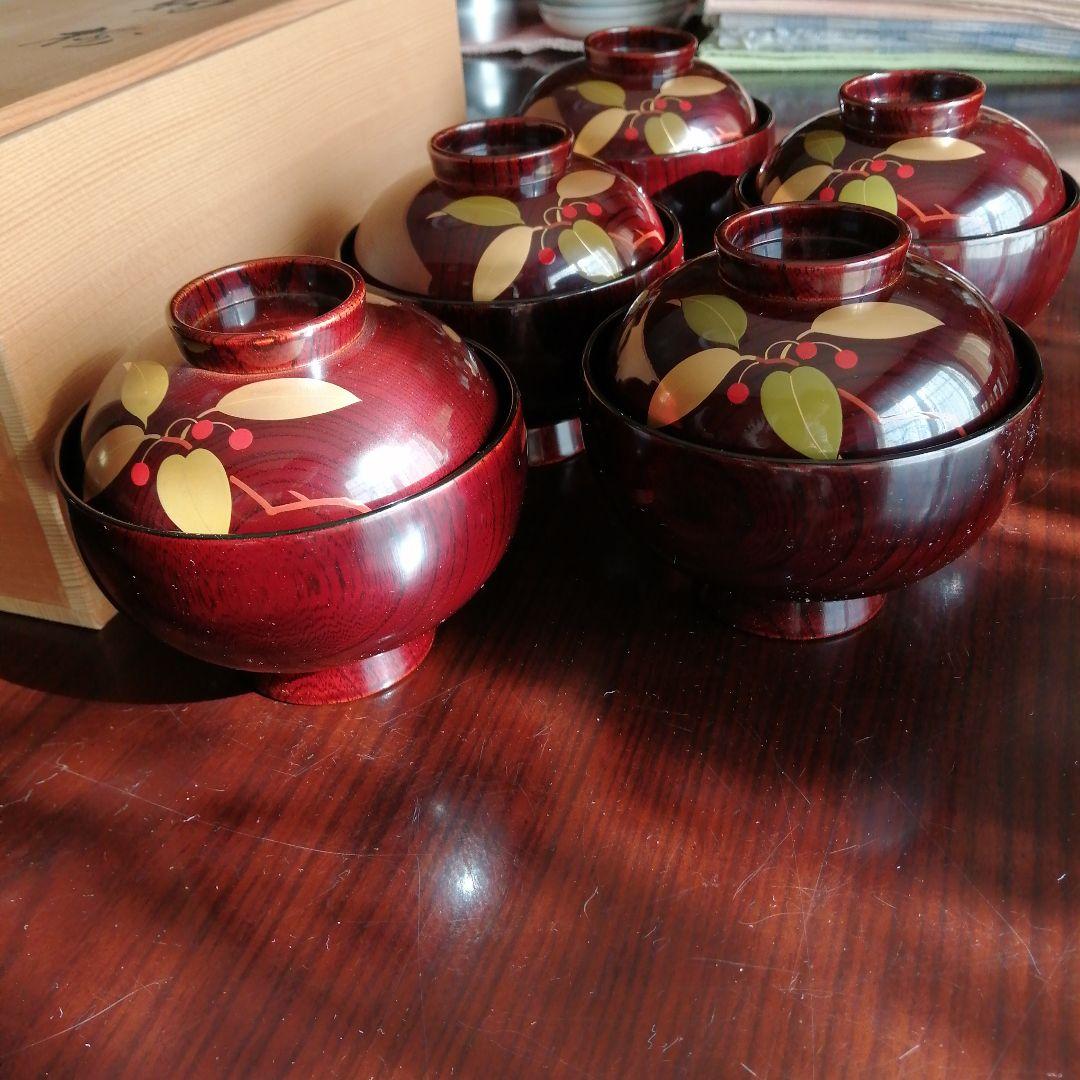 山中塗　要明漆仙　吸物椀　5客　11.5cm