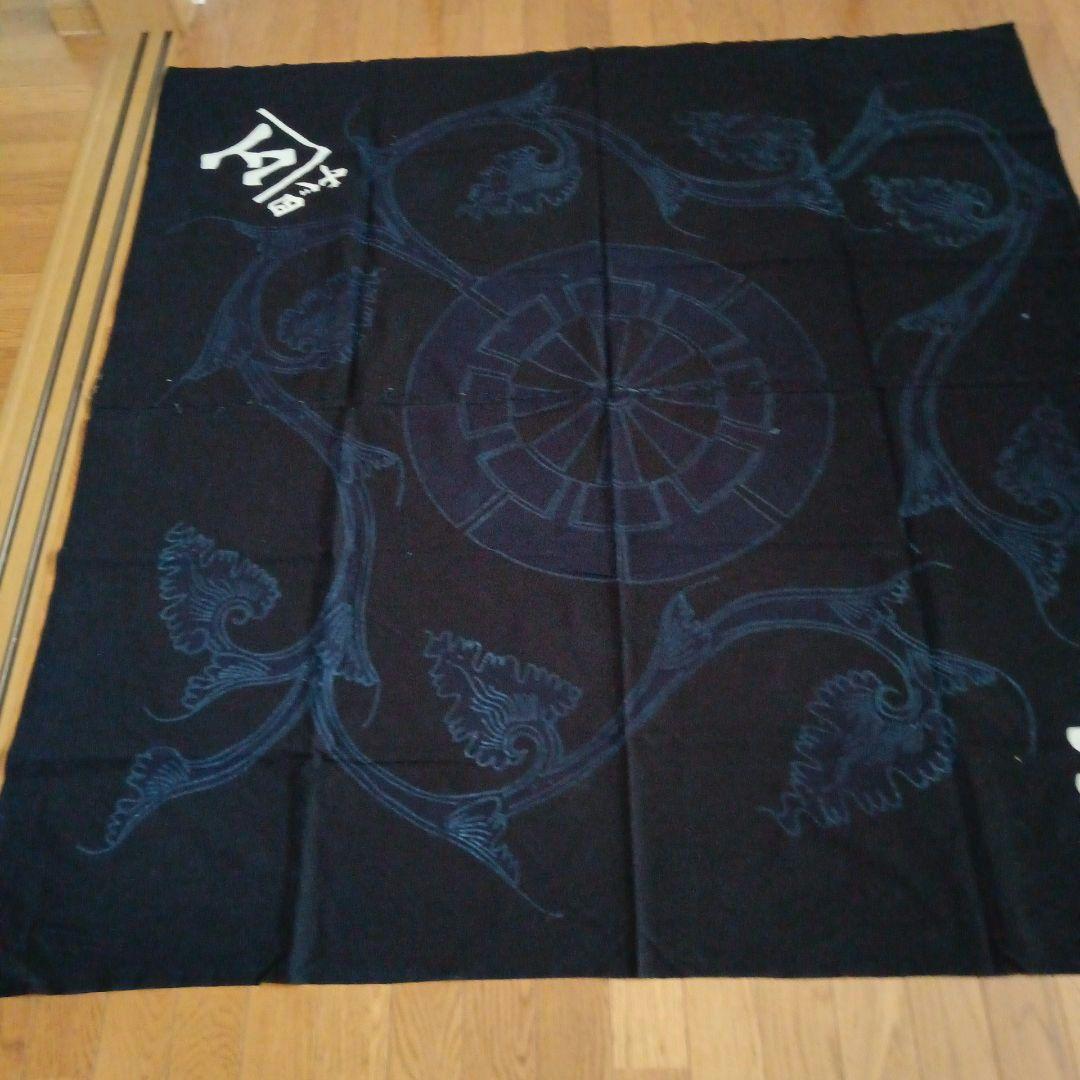 古布 筒描き 藍染 家紋源氏車 違い鷹の羽 渡辺星 3枚