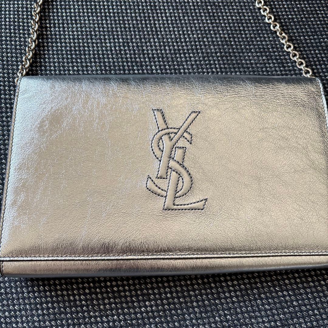 YSL シルバー クラッチバッグ
