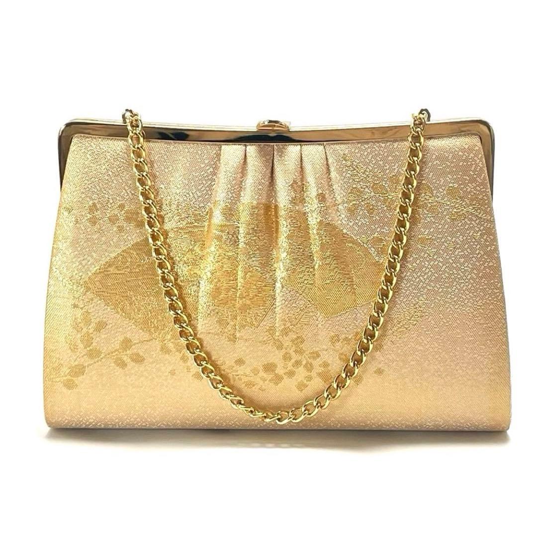 最終価格 新春セール 美品 創作 御誂 和装用バッグ 草履 2点セット ゴールド