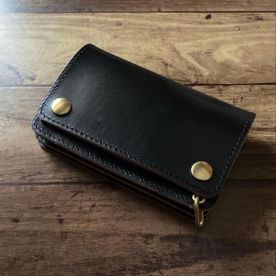 【ko-ki】ミドルトラッカーウォレット茶芯ブラック【お札を折らずに収納】