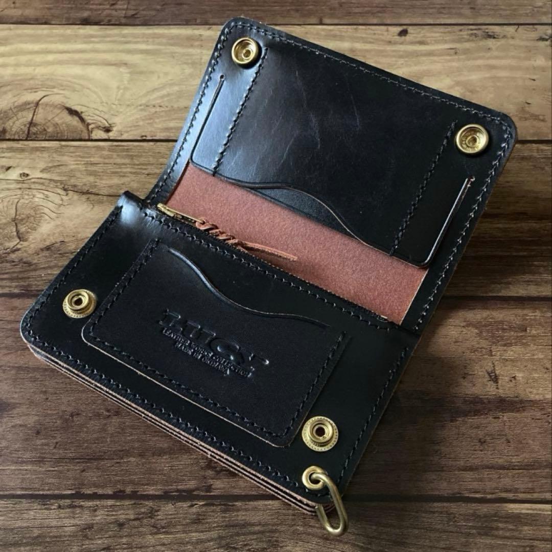 【ko-ki】ミドルトラッカーウォレット茶芯ブラック【お札を折らずに収納】