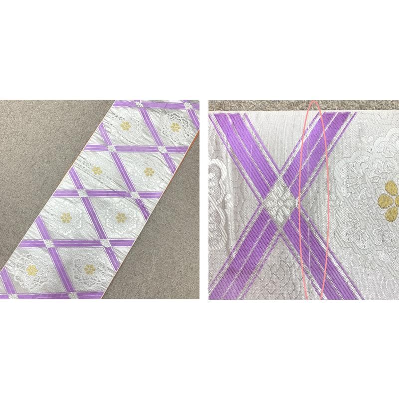 507ag51□七五三 七歳 女児 着物&袋帯＆長襦袢 金彩 毬 桜□状態良好