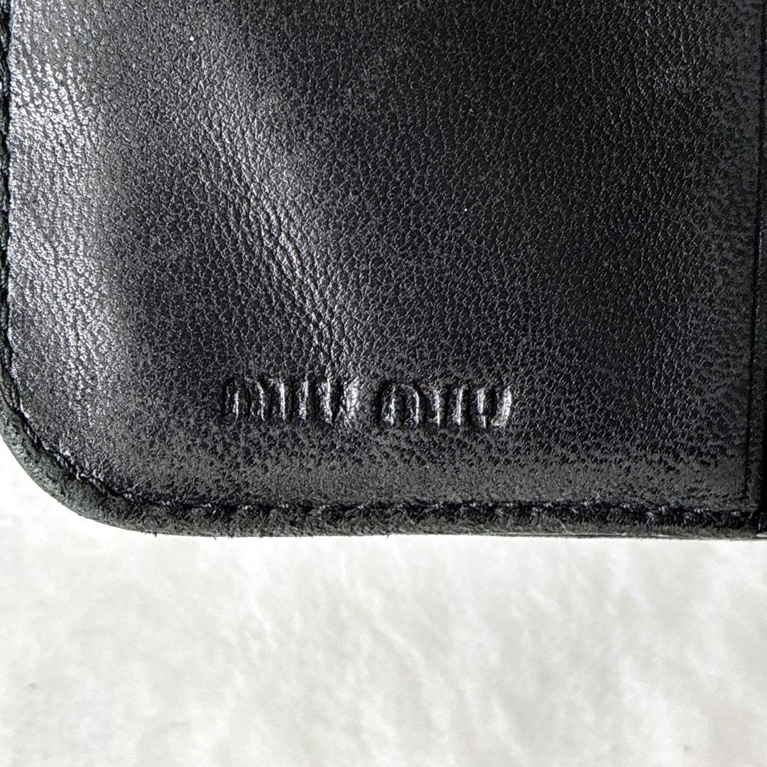 miu miu マテラッセ ラウンドジップ 財布 キルティング レザー ブラック