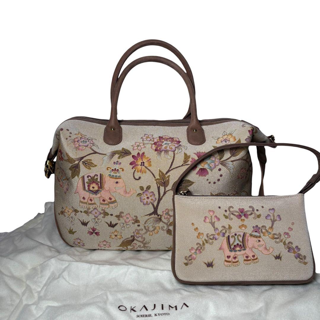 岡重　オカジマ　OKAJIMA 和装　像柄　2way ショルダーバッグ　ポーチ付