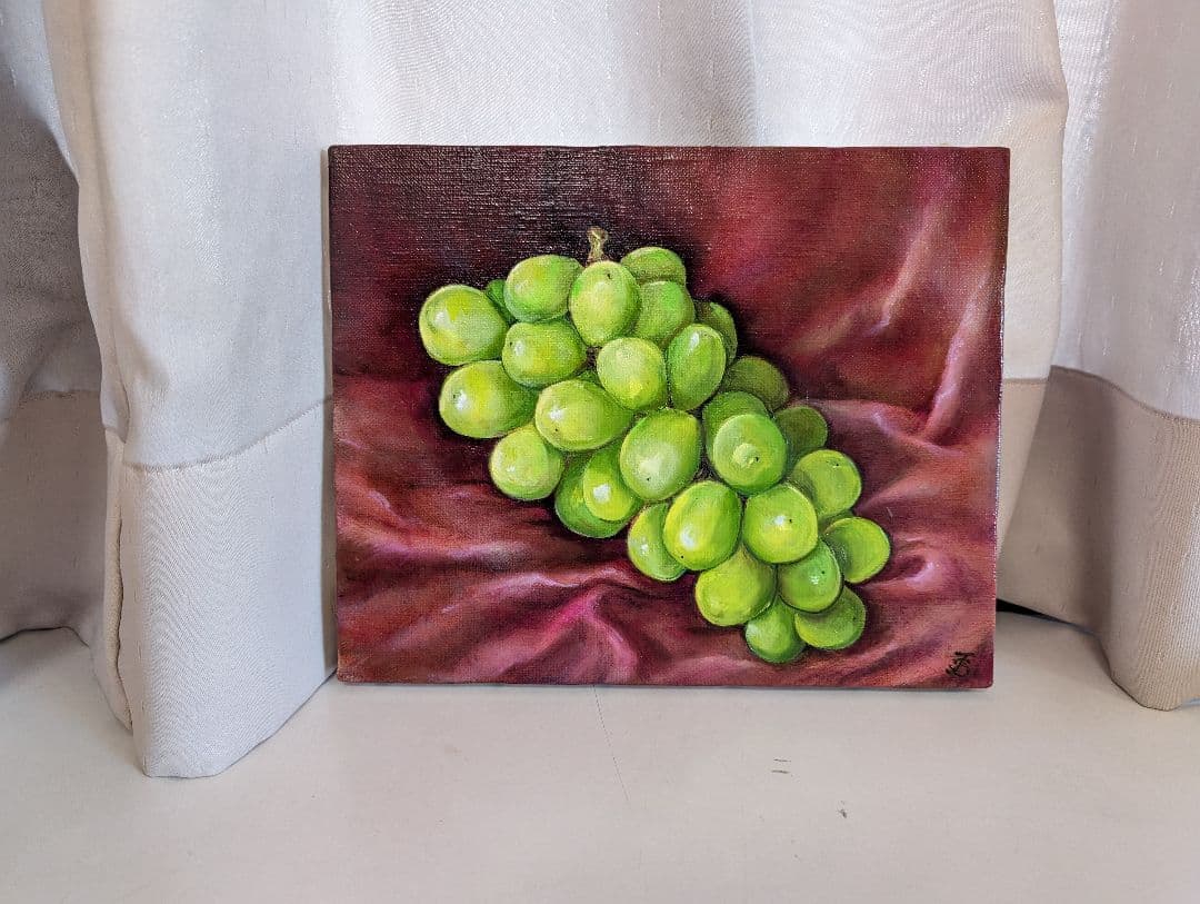 painterTMK作品 シャインマスカット 油絵 静物画 絵画 果物絵画