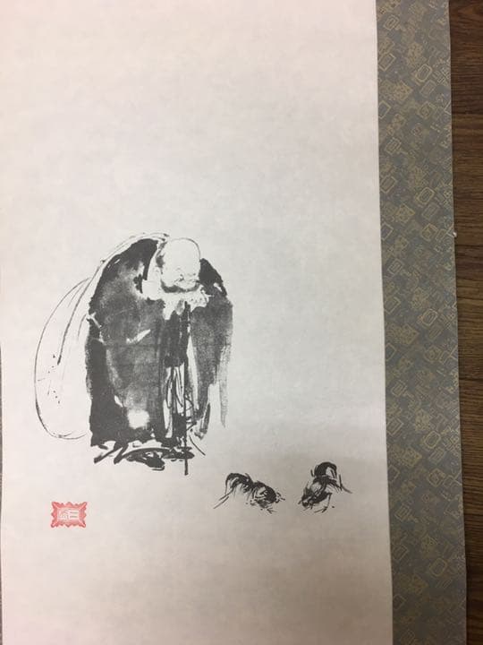 名画　宮本武蔵の復刻画　掛軸　又は額縁ブラウン平方フラット