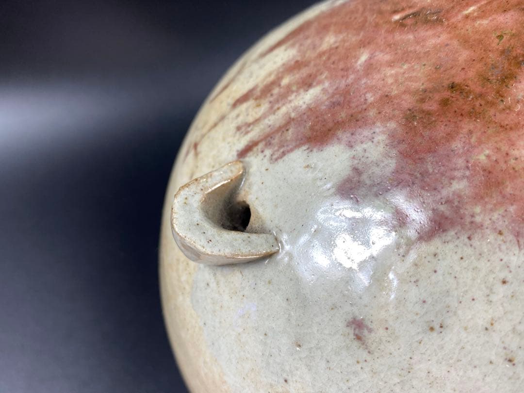 李朝 水滴 桃形 辰砂 骨董 古玩 古美術 時代物 高17.3cm