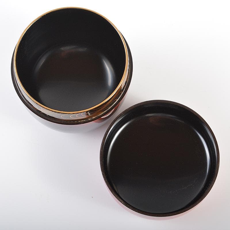 茶道具　山中塗　中村宗悦作　鶴蒔絵　大棗　共箱　V　R6343