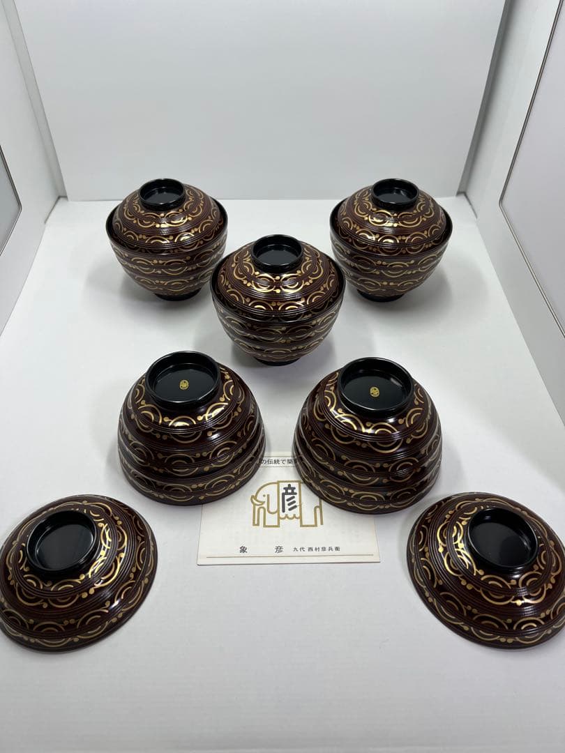 金蒔絵波唐草吸物椀　象彦　五客揃