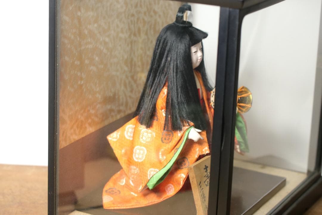 日本人形 三陽作「寿の舞」ガラスケース付 尾山人形 縁起物 工芸品