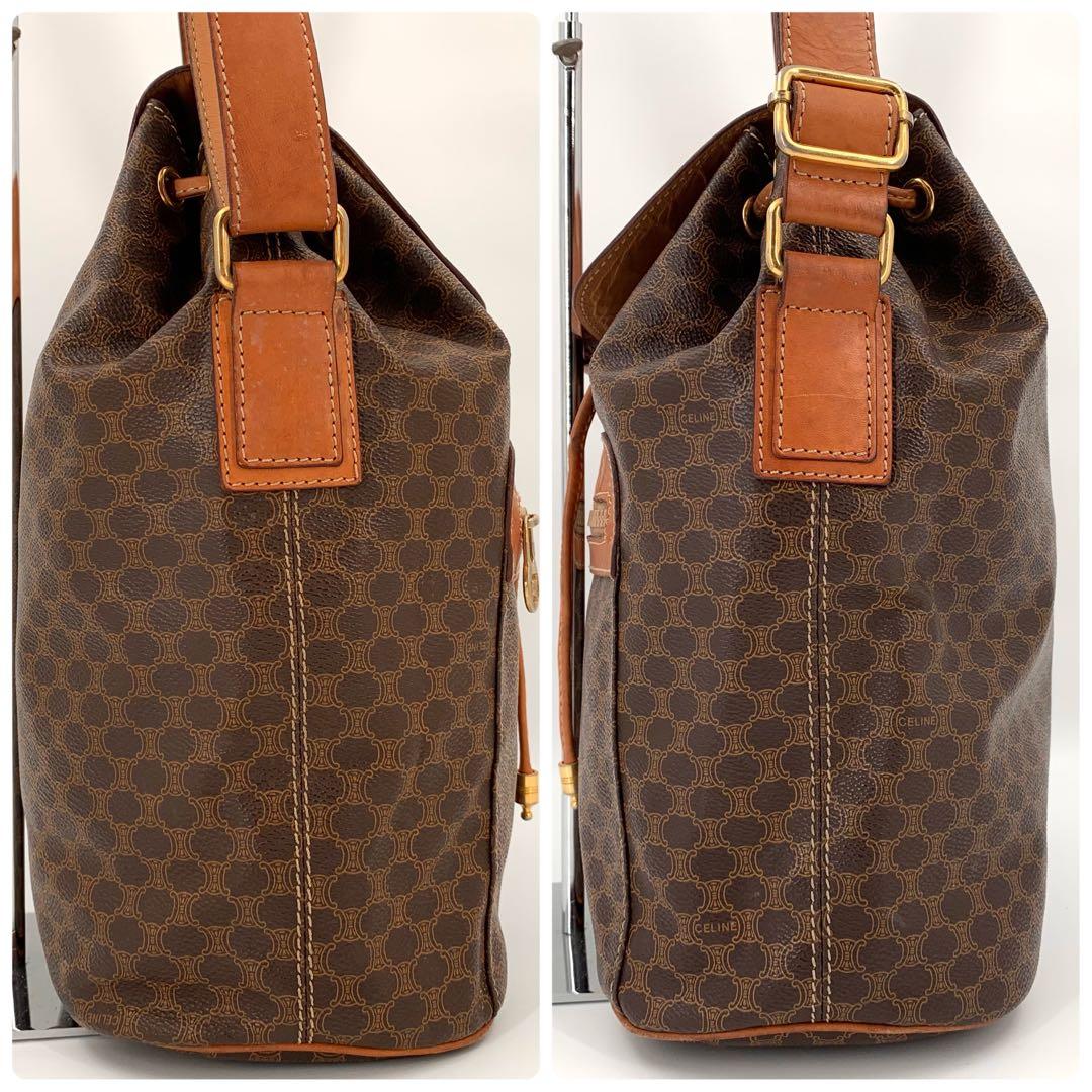 CELINE セリーヌ ショルダーバッグ 巾着 マカダム トリオンフ ブラウン