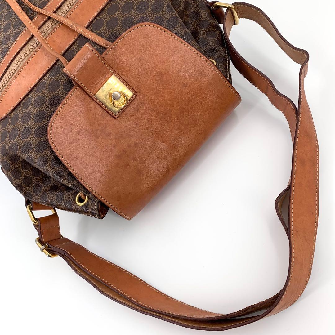CELINE セリーヌ ショルダーバッグ 巾着 マカダム トリオンフ ブラウン