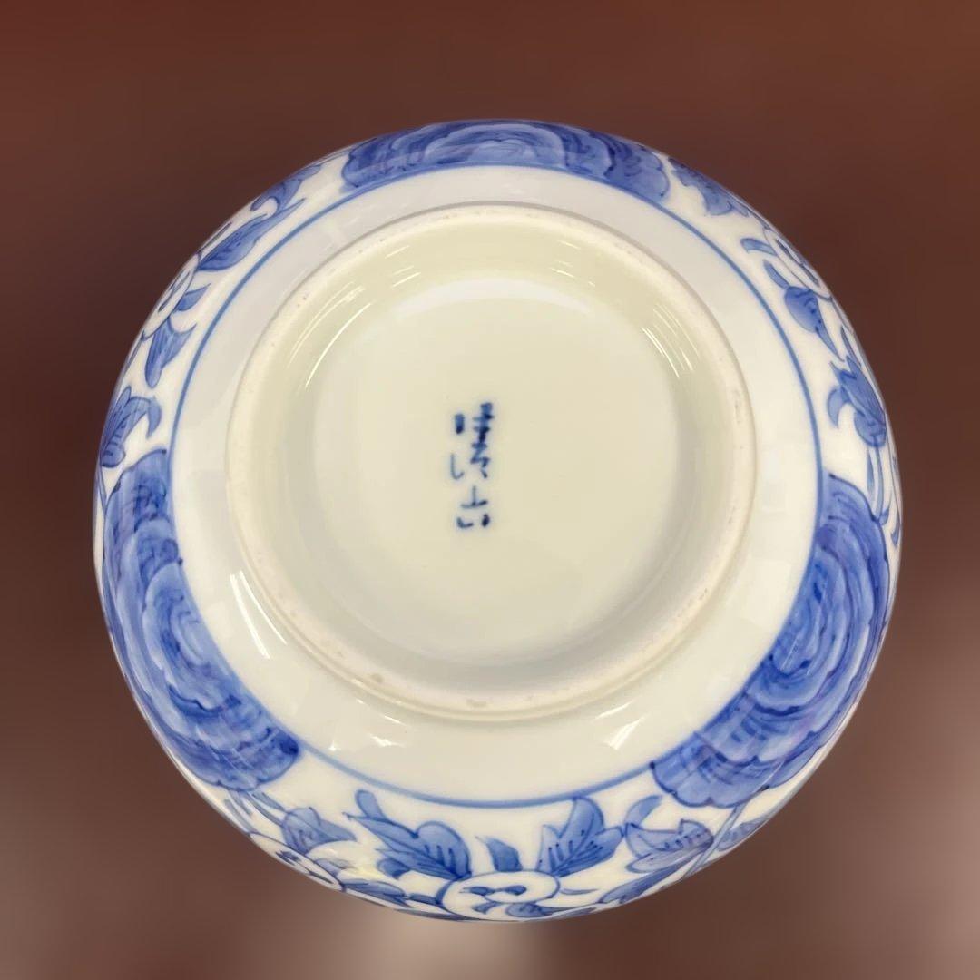 有田焼　高麗庵　清六窯　中村清見作　壺 青白花瓶 小型 木箱付き⑤