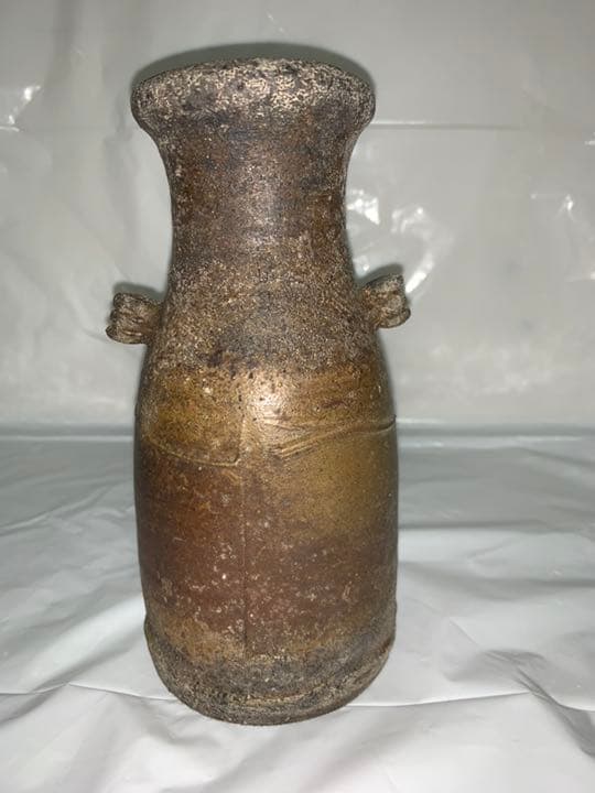 備前焼  瀬尾楽三作  耳付花入