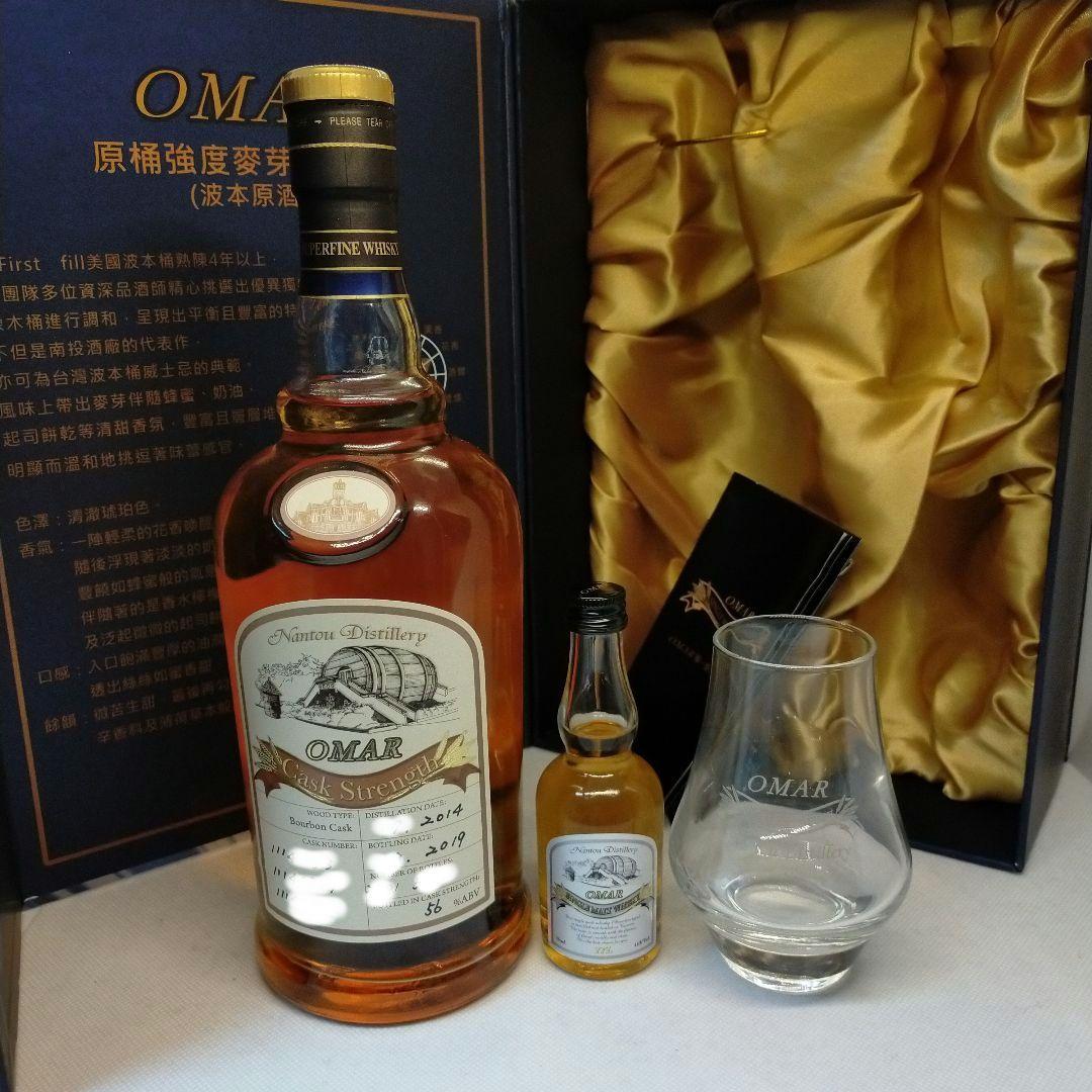 未開栓 オマー カスクストレングス バーボンタイプ ミニボトル グラス