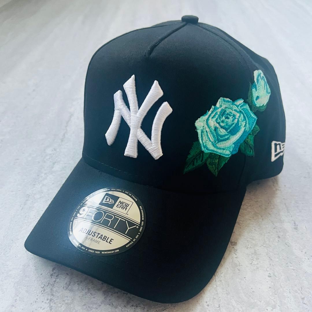 海外限定！NY ヤンキース キャップ ティファニーブルー 水色 薔薇