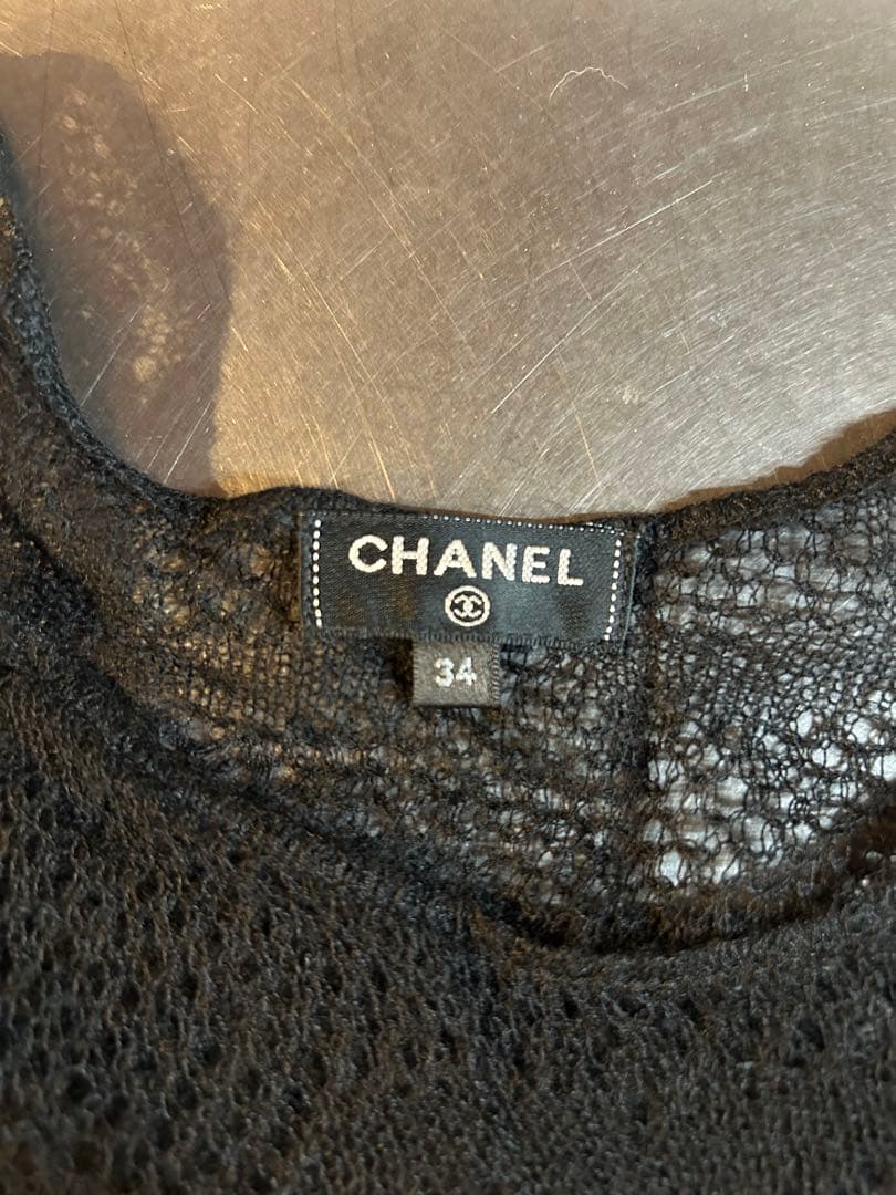 CHANELシャネル　総レース　カシミヤ　ダブルタンクトップ　34